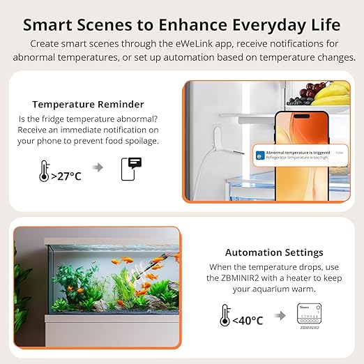 SONOFF SNZB-02LD Zigbee Waterproof Temperature Sensor with 1.5M Stainless Steel Probe, LCD Display, -40~115°C Range, APP Monitoring, Magnetic Mount, Works with Zigbee Hub - Image 7