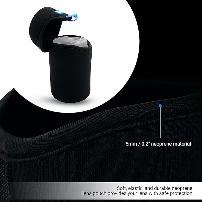 JJC Water Resistant Neoprene Camera Lens Pouch Case, Fold-Over Lens Bag for Mirrorless Lenses Up to 3.1 x 4.6 (D X H) for Canon RF 85mm f/2, Nikon Nikkor Z 85mm f/1.8, Sigma 16mm f/1.4 etc. - Image 3