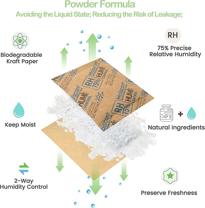 30 Pack 75% RH Size 8 Two-Way Humidity Control Packs for Storing Up to 5 Items, 8 Gram Moisture Control Packets Individually Wrapped for Small Non-Plastic Travel Cases - Image 2
