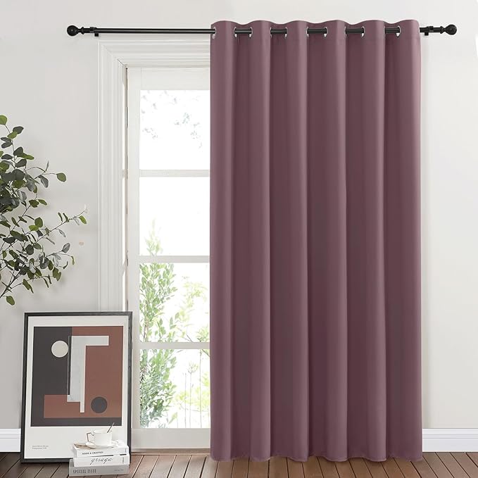 NICETOWN Wide Curtain 84 inch Length for Living Room, Grommet Thermal Insulated Blackout Room Divider Curtain Sound Proof Light Blocking for Patio/French Door (Dry Rose, 1 Panel, W80 x L84) by NICETOWN