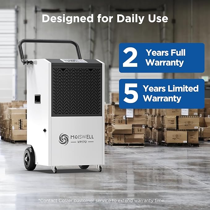 170 Pints Commercial Dehumidifier with Pump and Drain Hose for Basements and Large Spaces up to 7,500 Sq Ft - Image 6