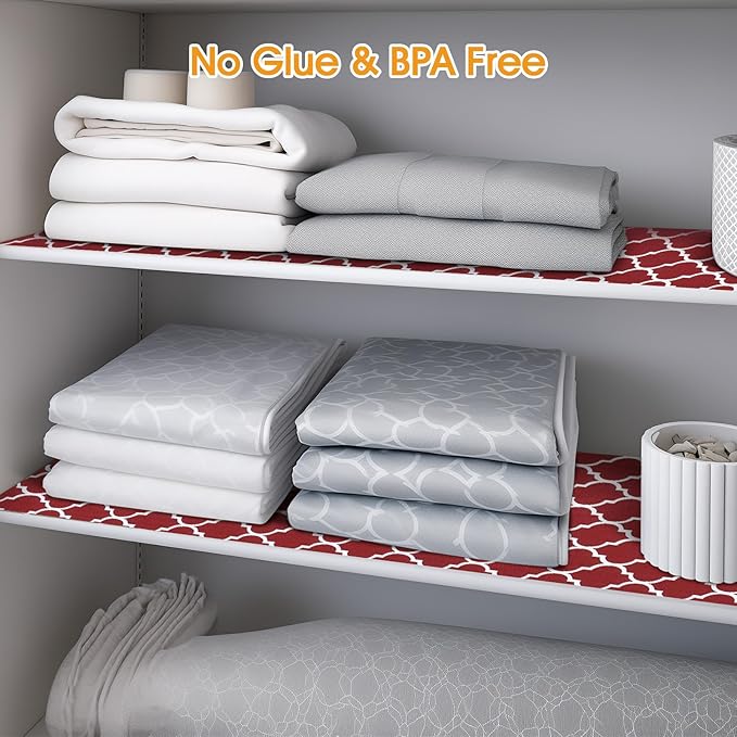 Shelf and Drawer Liner for Kitchen Cabinets Non-Adhesive, Strong Grip Non-Slip Thickened Cabinet Liners for Shelves, Waterproof Mats for Dresser Cupboard, Red/White, 23 in x 30 Feet - Image 6
