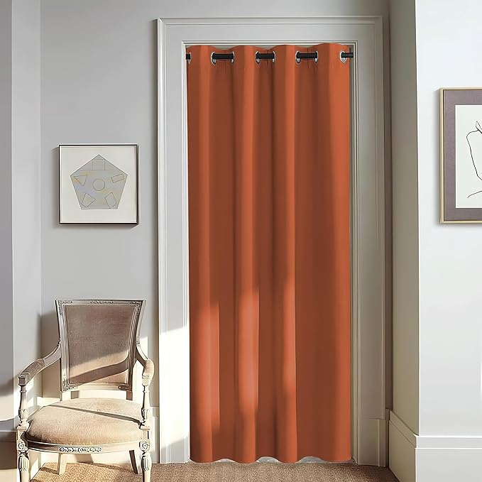 NICETOWN Door Curtain for Closet Doors 80 Inches Long 1 Panel, Blackout Doorway Curtain for Open Closet Bedroom, Room Divider Living Room for Privacy (Burnt Orange, 1 Panel, 46W x 80L) by NICETOWN