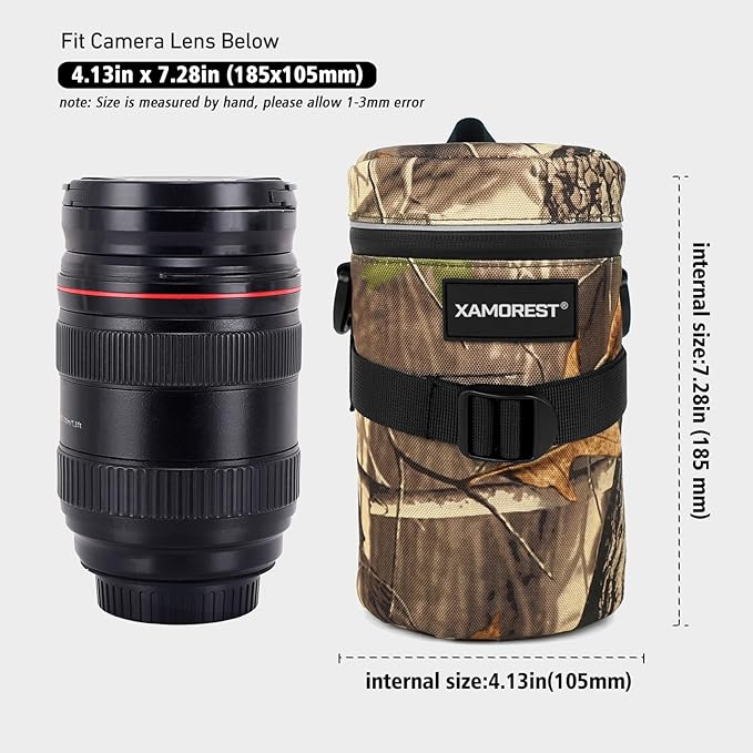 Camera Lens Case Lens Bag Compatible (4.13" x 7.28"(Nylon, Leaf)) - Image 3