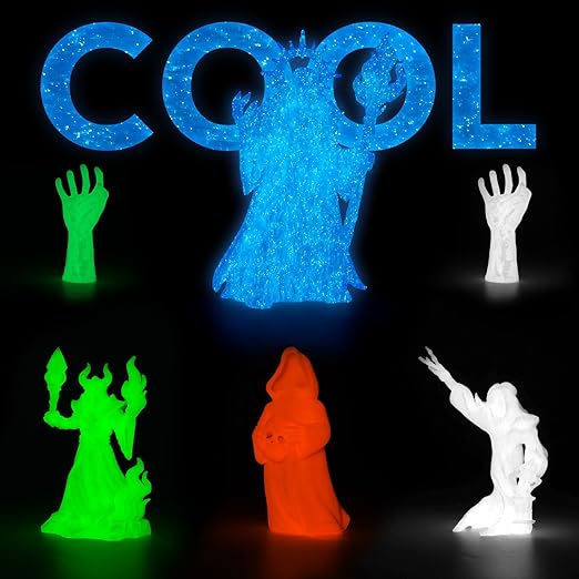 AMOLEN Glow in The Dark 3D Printer PLA Filament Christmas Bundle, Glow Filament Shiny Firefly Blue, Orange, Green and White, 1.75mm PLA Filament, Dimensional Accuracy +/- 0.02 mm, 200g X 4 Pack - Image 4