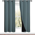 NICETOWN Full Shade Curtain Panels, 37" Wide x 70" Long, Greyish Blue, Pair of Thermal Insulated & Energy Efficiency Blackout Drapes for Living Room, Lined Silky Performance Window Dressing by NICETOWN