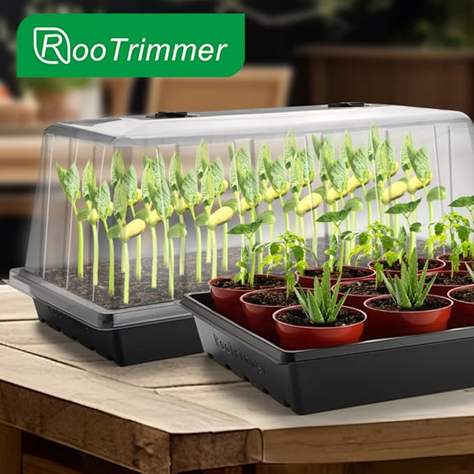 1020 Plant Tray with Tall 7.3'' Dome, 5-Pack Extra Large Seed Starter Tray with Humidity Domes, Heavy Duty 1020 Trays and Flats with Lid, Seed Germination Mini Greenhouse No Hole for Balcony Garden - Image 6