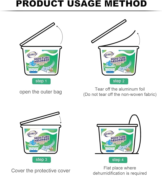 NATRUTH Moisture Absorber boxes, Unscented 500ml(6 PACKS)*10.5OZ Closet Dehumidifier, Eradicate Odor Moisture Absorbers Bucket,Dehumidifier for Closet,Bathrooms, Kitchen & Study, Boats,RVs (Green) - Image 8