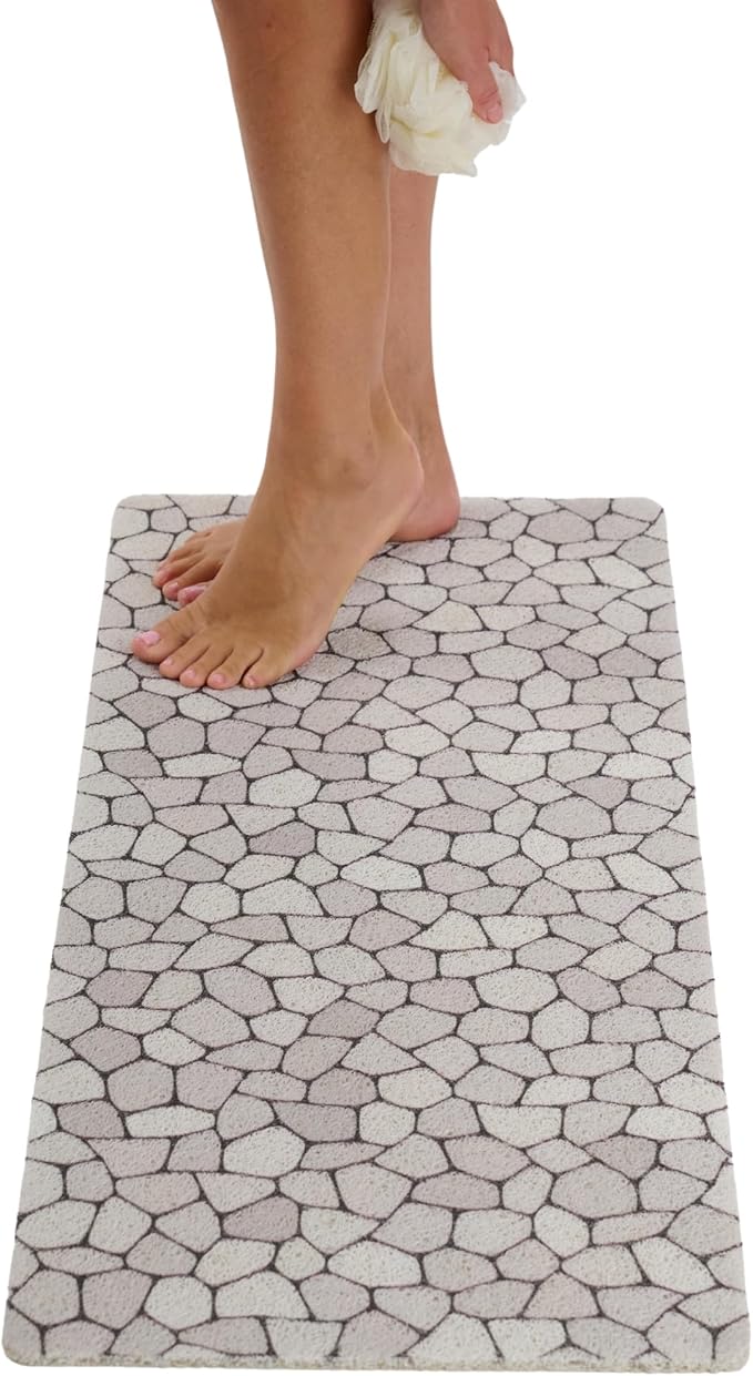 Non Slip Bathtub Mat Shower Mat for Tub - Loofah Bath Mats for Bathroom - 40x16 Bathtub Floor Mat - Textured Anti Slip Bath Mat Without Suction Cups - Secure Mat for Wet Areas (40x16 Pebble) by ENKOSI