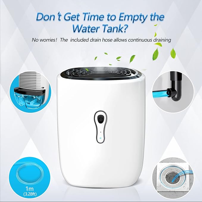 Dehumidifiers for Home 27oz(800ml) Small Auto Shut off Dehumidifiers with Drain Hose,Portable Ultra Quiet Mini Dehumidifier Effective for Bathroom, Basement, Garage, RV, Gun Safe, Closet - Image 4