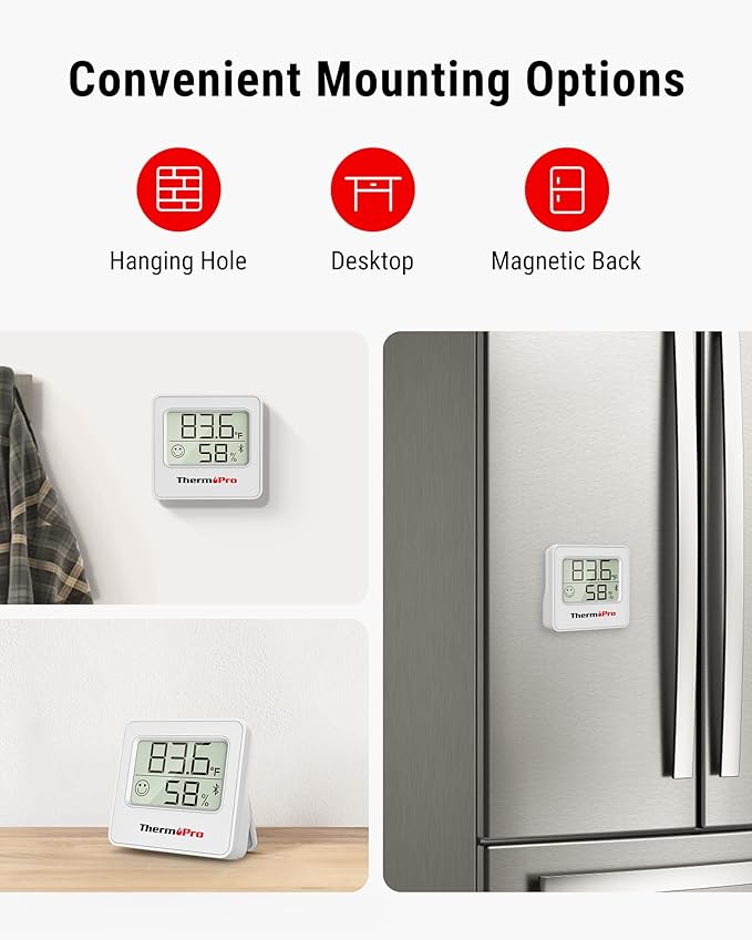 ThermoPro TP357 Digital Hygrometer Indoor Thermometer of 260FT, Bluetooth Humidity Meter with Smart App, Room Humidity Gauge with Humidity Sensor, 2-Year Data Storage and Export - Image 9