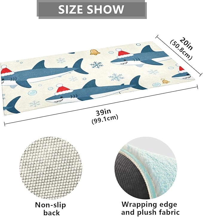 Merry Christmas Shark Beige decorative mat for kids anti-mold bathroom rugs non slip for foyer accessories 39x20in de alfombras para ba?o - Image 3