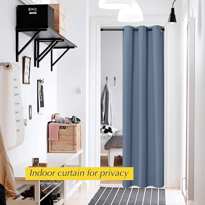 NICETOWN Doorway Curtain for Living Room Thermal Insulated Door Blinds for Door Screen, Accordion Insulated Privacy Door Window Curtain for Bedroom, 42" Wide x 95" Length, 1 Panel, Stone Blue - Image 2