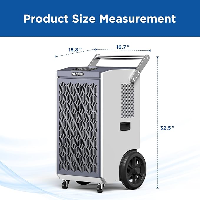 260 Pints Commercial Dehumidifier with Pump and Drain Hose for Basements, Heavy Duty Commercial Grade Dehumidifiers for Large Spaces, Warehouse, Industry Water Damage Unit, Auto Defrost - Image 7