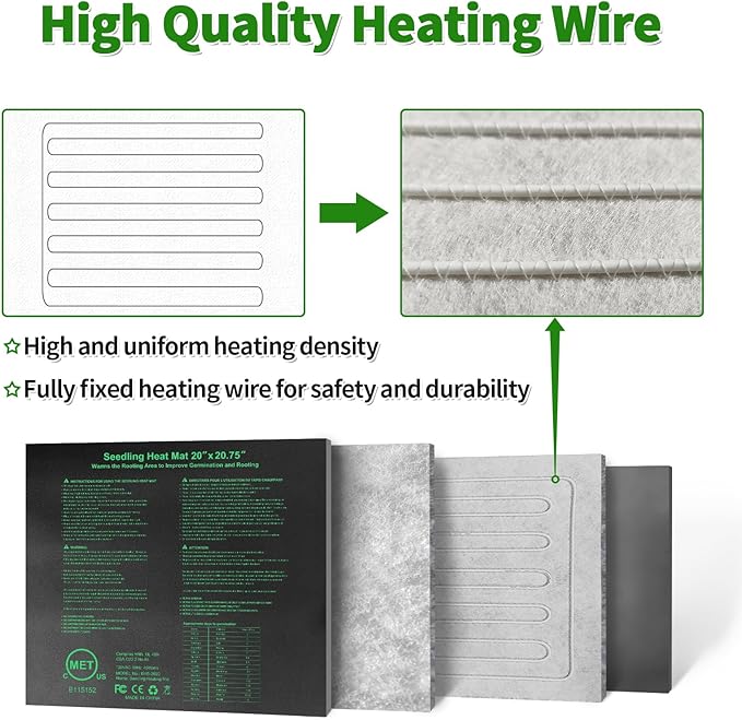 Seedling Heat Mat 20" x 20.75" Warm Hydroponic Plant for Indoor Gardening Germination Starting, Waterproof Durable - Image 6