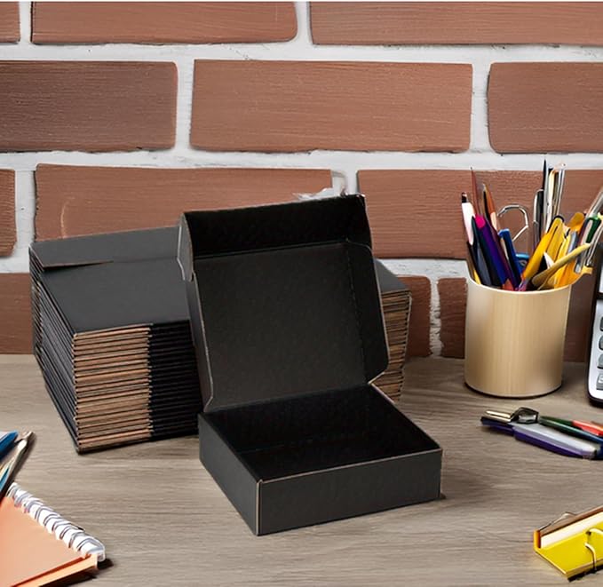 Small Shipping Boxes 7x5x2 Inch (25 Pack) - Sturdy Black Corrugated Cardboard Boxes for Small Business, Ecommerce, Mailing & Packaging | Recyclable Gift & Storage Boxes - Image 3
