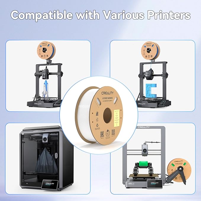 Official Creality Hyper PETG Filament 1.75mm, High Speed 600mm/s 3D Printer Filament PETG, 1kg(2.2lbs)/Spool, Dimensional Accuracy ± 0.05 mm (White) - Image 8