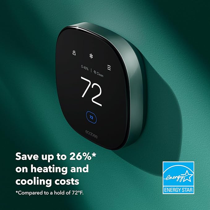 ecobee Smart Thermostat Premium with Smart Sensor and Air Quality Monitor - Programmable Wifi Thermostat - Works with Siri, Alexa, Google Assistant - Image 2