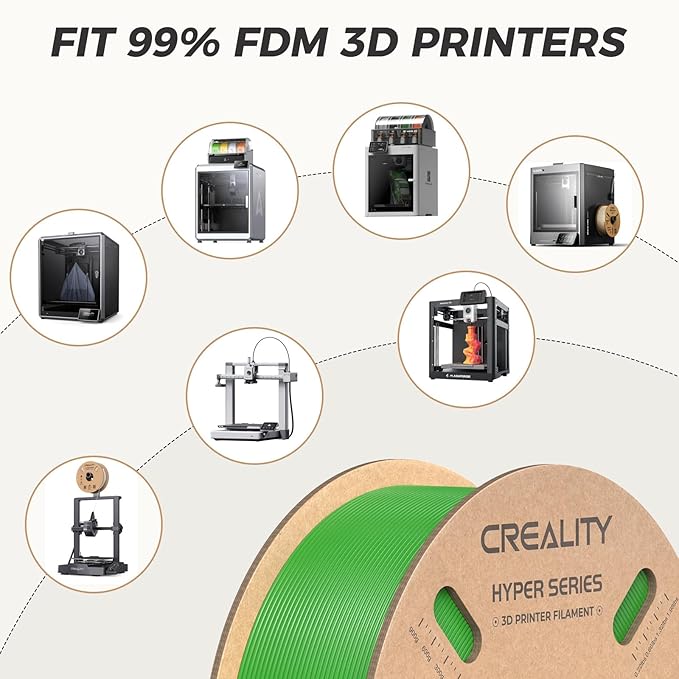 Official Creality Hyper PLA Filament 1.75mm, High Speed PLA 30-600mm/s Rapid 3D Printer Filament, Dimensional Accuracy +/-0.02mm, Fit Most FDM 3D Printers，1KG(2.2lbs) Spool Green - Image 8