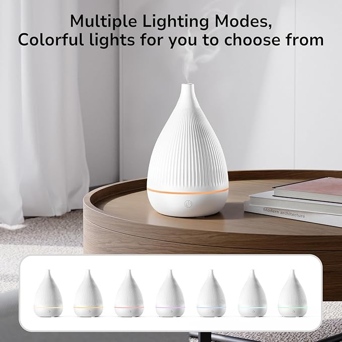 Ultrasonic Essential Oil Diffuser, Home Fragrance Aroma Diffuser with Auto Shut-Off, Color Change Night Light & Ultra-Quiet Operation, BPA-Free Portable Aromatherapy Humidifier for Home (White) - Image 2