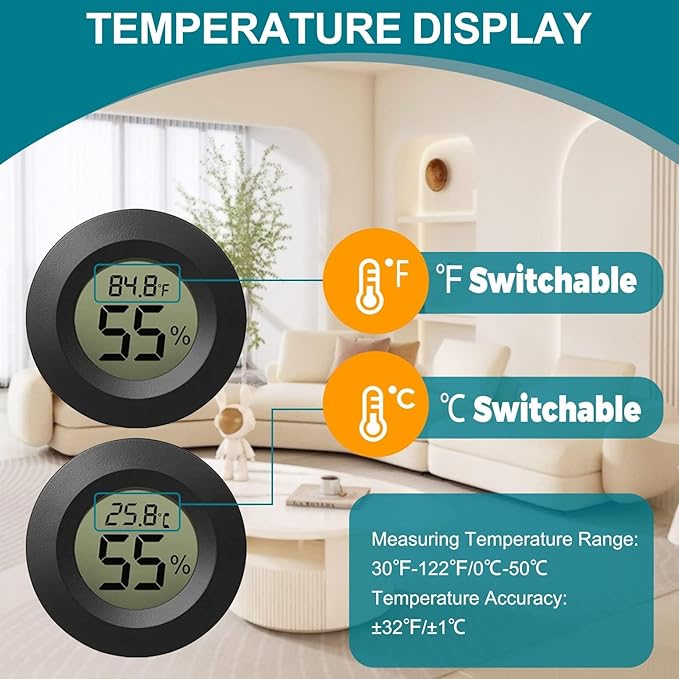 EEEKit Hygrometer Thermometer, 3 Pack LCD Monitor Indoor Humidity Meter, Outdoor Weather Temperature Gauge for Home Office - Image 5