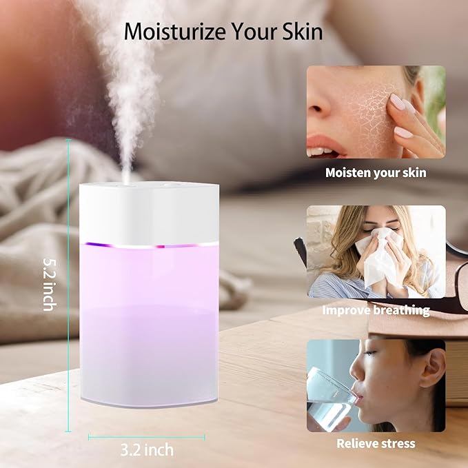 Small Humidifier for Plant, Cool Mist Humidifiers for Bedroom, Desk Mini Personal Humidifiers for Office Car, Portable Humidifier for Travel - Image 4