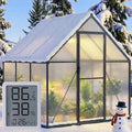 6×6FT Greenhouse for Outdoors, Walk-in Greenhouse and Winter Garden Planting, Polycarbonate Greenhouse with Electronic Thermometers, Withstands Strong Wind or Snow to Protect Vegetable or Plants by WUKHG