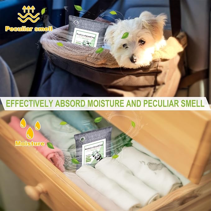 Activated Charcoal Odor Absorber for Strong Odor, Basement, Cars, Closets, Shoes, Smoke. 3 Pack Bamboo Charcoal Air Purifying Bags Deodorizer Odor Eliminator for Home - Image 7