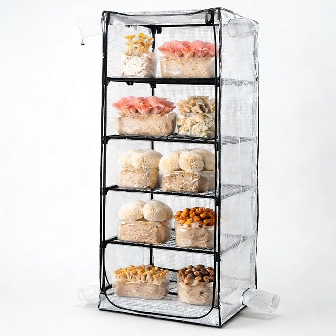 Mushroom Grow Tent, Martha Tent for Mushroom Growing kit, Mini Greenhouse Indoor, sturdy racks can accommodate a variety of mushrooms, including trays, fruiting blocks & grow kits (Mushroom Grow Tent) by GROWORLD