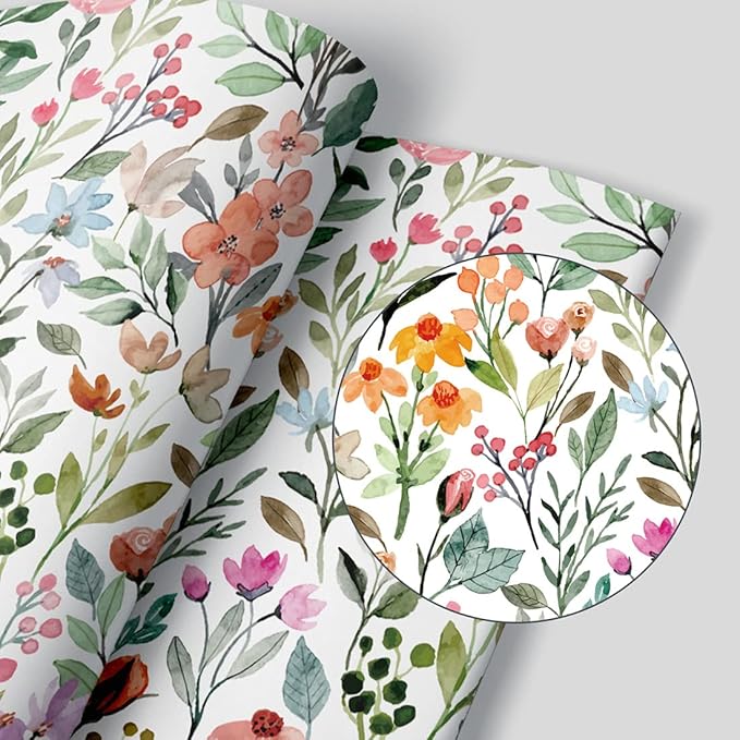 Self Adhesive Colorful Floral Shelf Liner Contact Paper Decorative Watercolor Small Flower Drawer Liner Peel and Stick Floral Wallpaper for Walls Cabinets Table Decal 17.7X117 Inches - Image 3