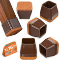 16Pcs Square Chair Leg Floor Protectors with Thickened Felt Pads Silicone Chair Leg Covers Caps to Protect Hardwood Tile Floors Furniture Feet Reduce Noise (Brown XL Fit 1.46"-1.77") by BAIPOK