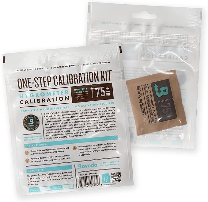 Boveda for Cigars | One-Step Calibration Kit | Preloaded with 75% RH Humidity Control Pack | Precise Salt Test for Digital and Analog Hygrometers and Humidity Sensors | 1-count by Boveda