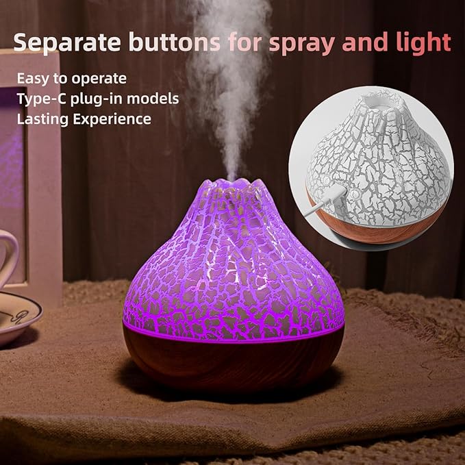 Mini Colorful Cool Humidifier, Volcano Shape Humidifier,USB Personal Desktop Humidifier Volcano Spray Mode, 7 Colors,Super Quiet for Office Room, Bedroom(White) - Image 4
