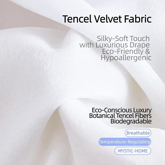 Sheer Privacy Curtains 95 inch Length 2 Panels White Silky-Soft Tencel Velvet Fabric with Light Filtering&Non-See-Through Design Rod Pocket Semi Sheer Drapes for Living Room Bedroom Windows, 52"Wx95"L - Image 2