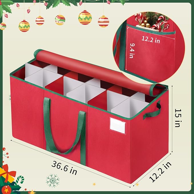 Nutcracker and Figurine Collectibles Storage Box， Large Ornament Storage Organizer Stores Up to 12 Holiday Figurines-Carolers, Santa Figure, or Nut Cracker Ornaments (Red/15 Inches) - Image 2