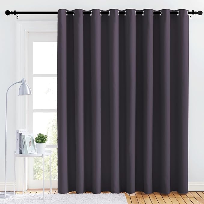 NICETOWN Bedroom Blackout Curtain Panel - (120 inches by 90 inch, Greyish Purple, 1 PC) Energy Saving Thermal Insulated Grommet Blackout Drapery for Patio, Room Divider Curtain by NICETOWN