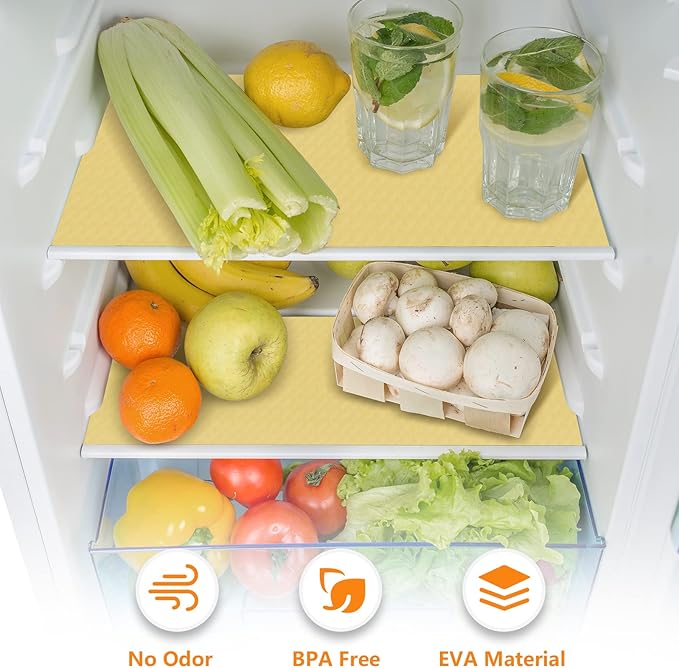 Shelf Liners for Kitchen Cabinets Refrigerator Liners Waterproof & Oil-Proof Kitchen Cupboard Liner Non Adhesive Drawer Mats Non Adhesive Cabinet Liners for Shelves -Yellow Beige 11.8 x 118 Inches - Image 6