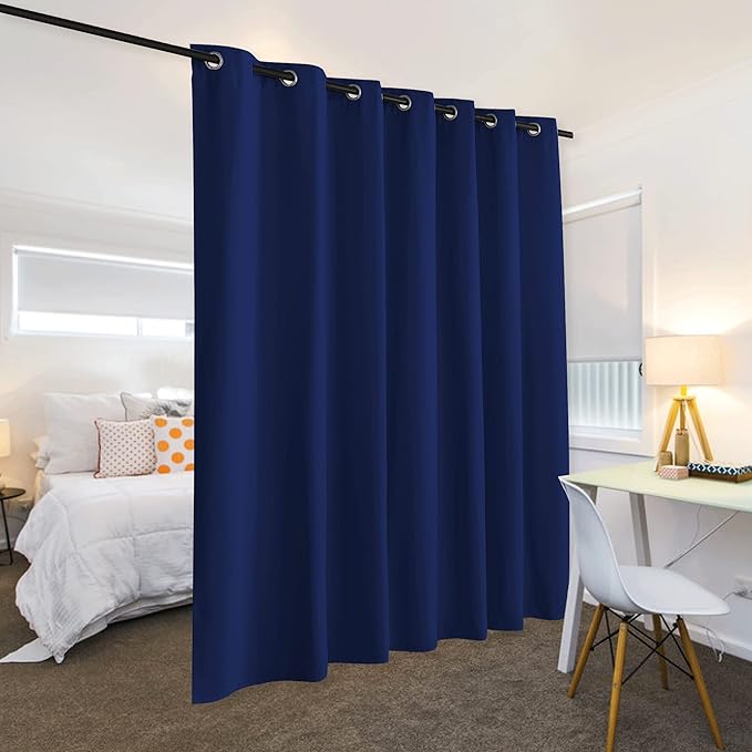 RYB HOME Extra Wide Blackout Curtain Blind Wall Panel, Energy Efficiency Privacy Screen Partitions for Cabinet/Workspace/Basement/Shelves, Wide 100 inch x Long 84 inch, Navy Blue, 1 Panel - Image 3