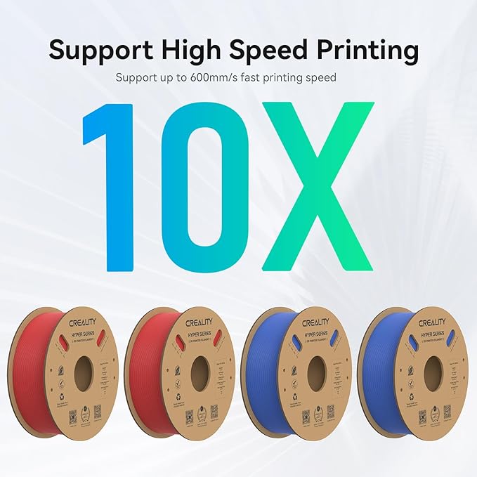 Creality Hyper PLA Filament 1.75mm, 30-600mm/s High Speed 3D Printer Filament, Dimensional Accuracy +/-0.02mm, Fit Most FDM 3D Printers, 4 Pack 1kg Spool(2.2lbs), Red & Blue - Image 4