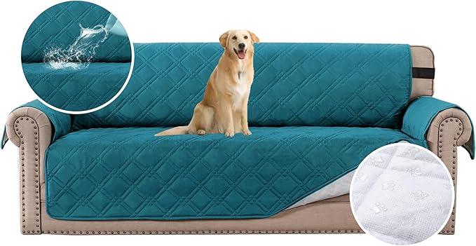 H.VERSAILTEX 100% Waterproof Sofa Slipcover Washable Sofa Cover Non-Slip Couch Cover for 3 Cushion Cover Furniture Protector for Pets Couch Slipcovers with Puppy Paw Silicone Backing(Sofa, Dark Teal) by HVERSAILTEX