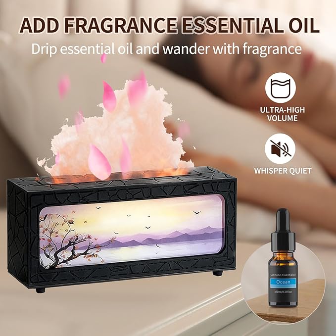Fireplace Flame Essential Oil Diffuser - 7 Color LED Ultrasonic Aromatherapy Humidifier, 250ml, with Timer, Suitable for Home, Bedroom, Office, Yoga (C08B) - Image 6