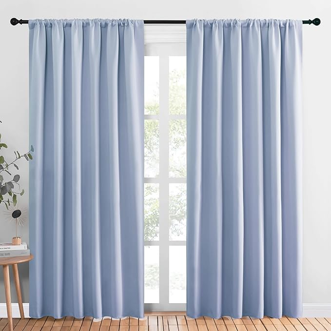 NICETOWN Room Darkening Curtains for Bedroom, Vintage Blue, Set of 2 Panels, 62 x 84 Inch, Triple Weave Home Decoration Thermal Insulated Solid Drapes for Patio Door by NICETOWN