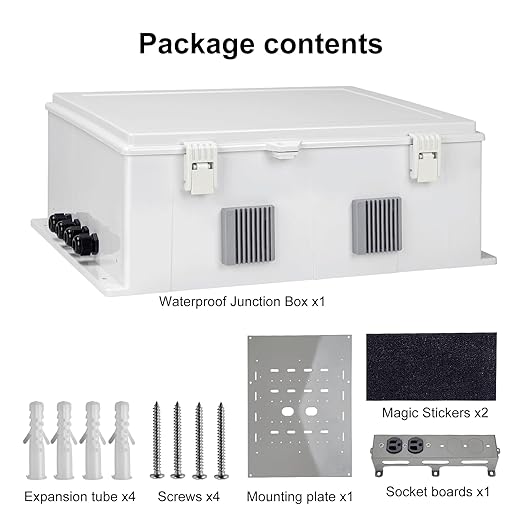 Outdoor Electrical Junction Box with High Power Outlet, ABS Water Resistant Enclosure with Internal Mounting Panel & Hinged Cover. (18.1" H* 12.6" L* 6.3" W & Outlet) - Image 7