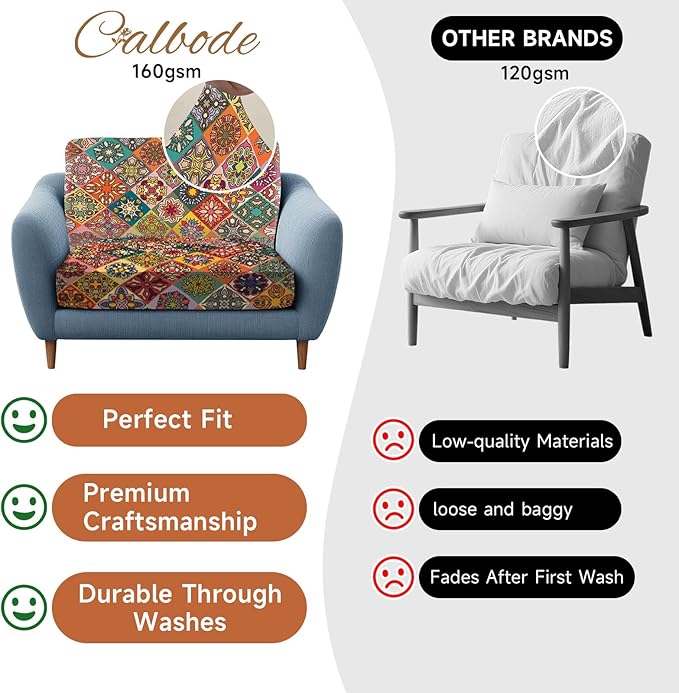 12Pcs Stretch Patio Cushion Cover, Bohemian Colored Geometric Pattern Couch Covers for Patio Furniture Cushions Washable Reusable Couch Covers Replacement for Fall Winter(Cover Only) - Image 5