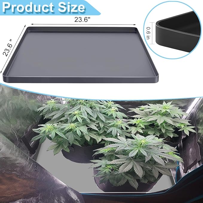 Grow Tent Mat Grow Tents Silicone Drip Pan, Grow Tent Complete System Mat with Raised Edge, Weed Growing Kit Indoor Tray Growing Tent Mat, Non-Slip Waterproof Weed Tent Pad Floor Pan 23.6"x 23.6" - Image 2