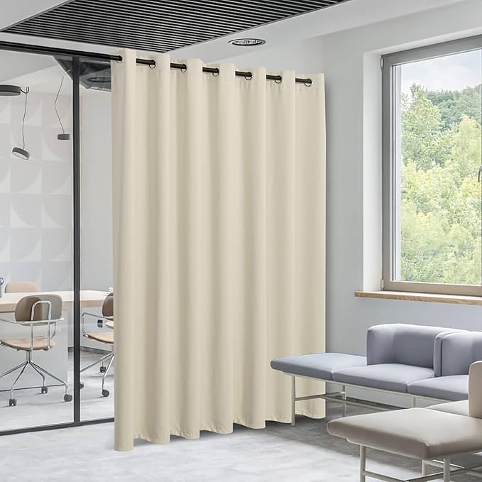 MYSKY HOME Sliding Door Curtains for Living Room, Grommet Blackout Curtain for Bedroom, Patio Thick Vertical Blinds Privacy Thermal Insulated Room Divider Curtains, 1 Panel, 100 x 95 Inch, Beige - Image 8