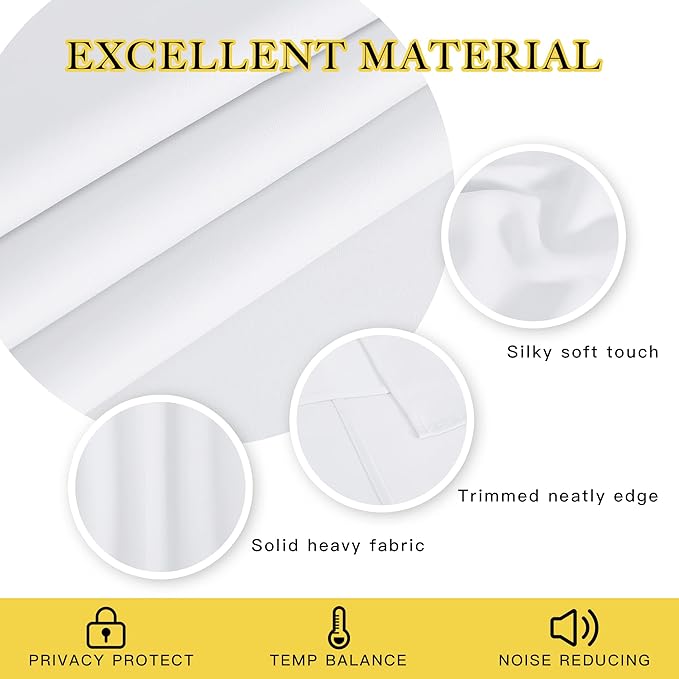 NICETOWN Sliding Door Window Treatment Blackout Patio Door Curtain Panels, Privacy Thermal Drapes for Bedroom Living Room Department with Grommet Top (White, W66 x L110) - Image 2