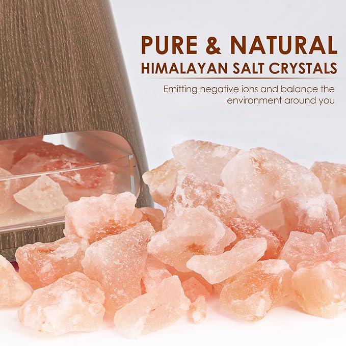SALKING 2-in-1 Himalayan Salt Lamp Diffuser, Cool Mist Humidifier, Aromatherapy & Himalayan Salt Therapy, 100% Pure Himalayan Salt, Ultrasonic Essential Oil Diffuser with Ambient Glow, 150ml (Dark) - Image 2