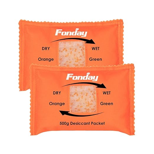 500g x 2 packs Fonday Rechargeable Silica Gel Car Dehumidifier Fast Reactivate Desiccant Bags, Large for Gun Safe Closet Basement Garage Storage Moisture Absorber by Fonday