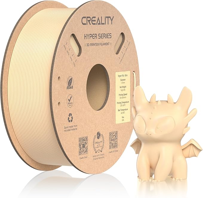 Official Creality Hyper PLA Filament 1.75mm, High Speed PLA 30-600mm/s Rapid 3D Printer Filament, Dimensional Accuracy +/-0.02mm, Fit Most FDM 3D Printers，1KG(2.2lbs) Spool Skin by Creality